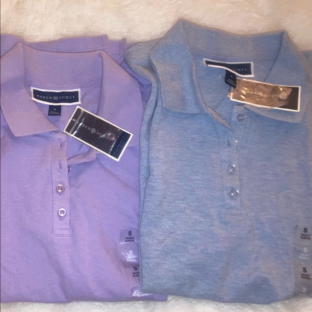 NWT Karen Scott 2 Girl S Uniform Shirts School Purple & Blue